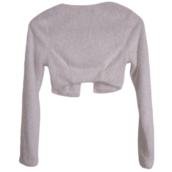 NWT Shane Justin XS Eyelash White Metallic Sparkling Snow Shrug - Picture 2 of 15